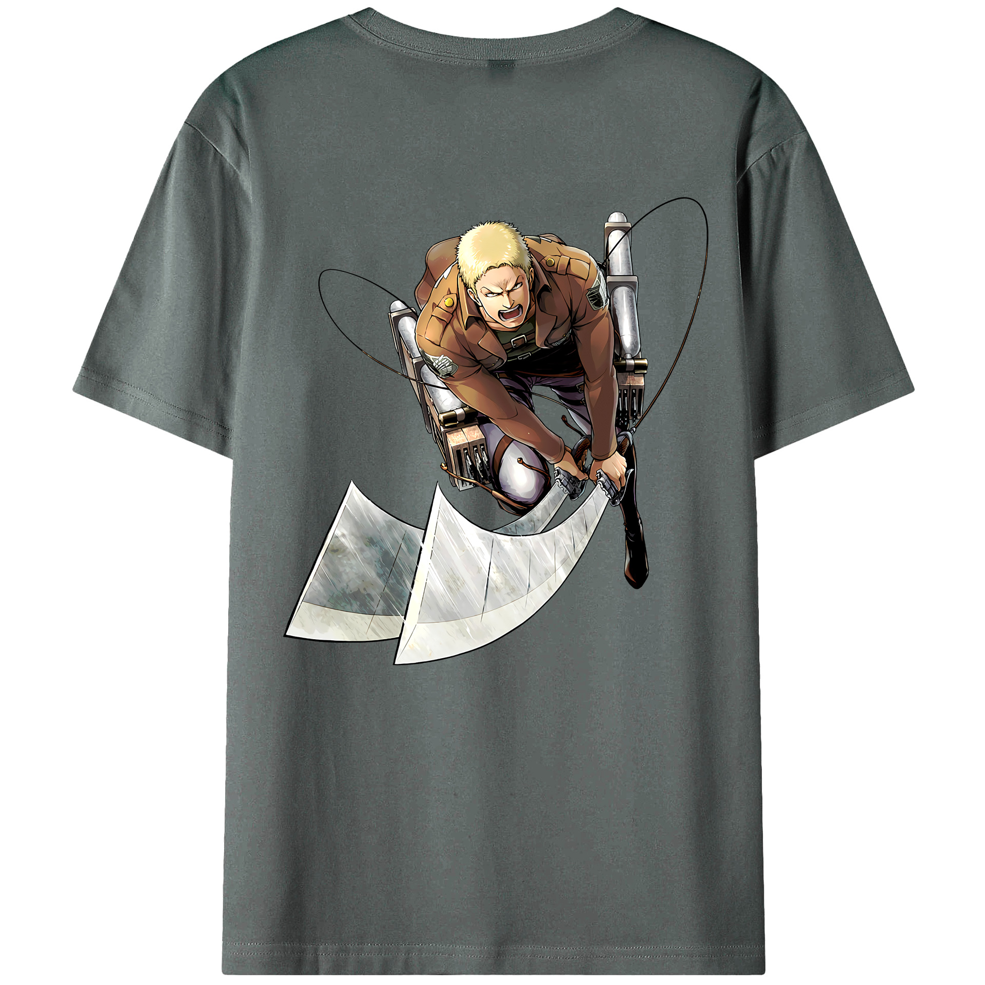 （画像用） 進撃の巨人 ライナー・ブラウン Attack on Titan Reiner Braun 綿100％ メンズ半袖Tシャツ（バックプリント） 通気性